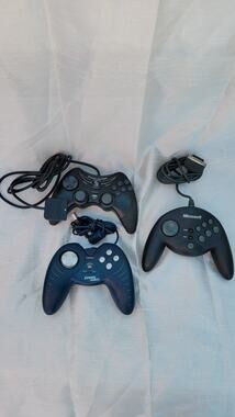 Lot of 3 Vintage Wired Game Controllers Microsoft PS2 USB Untested As-Is
